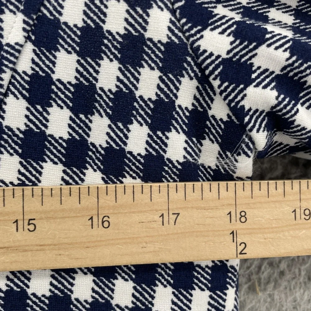 Chicos Moto Jacket Women 1 Navy Gingham Corpcore Sophisticated Travel Preppy 90s